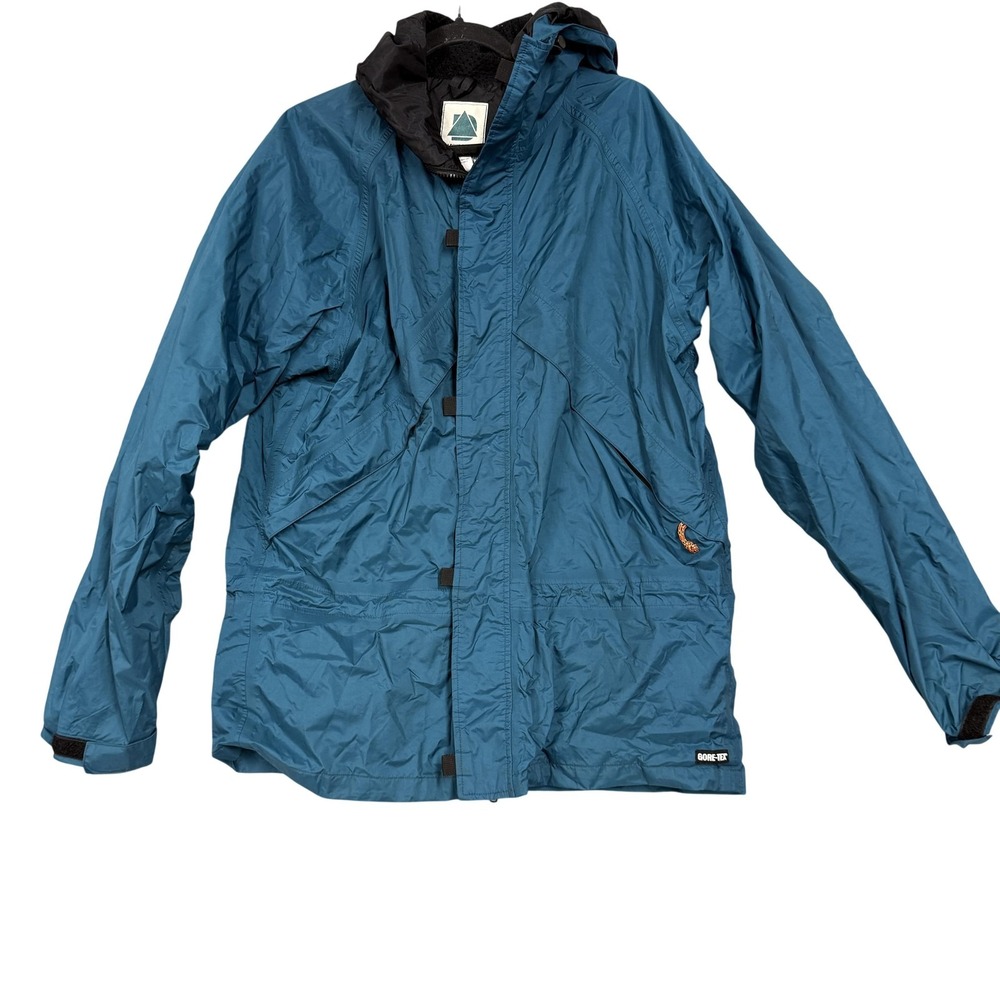 Vintage Alpine Design Jacket Mens‎ Large Blue Nylon Gore-Tex Hooded Hiking 90s